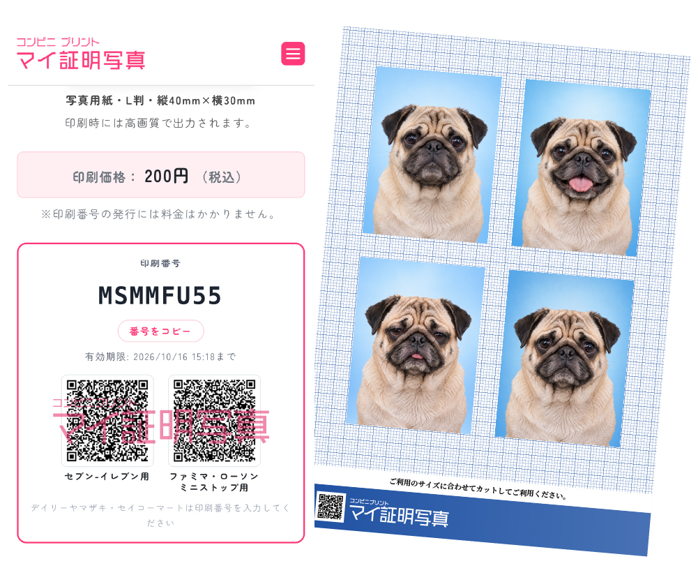 印刷番号発行画面