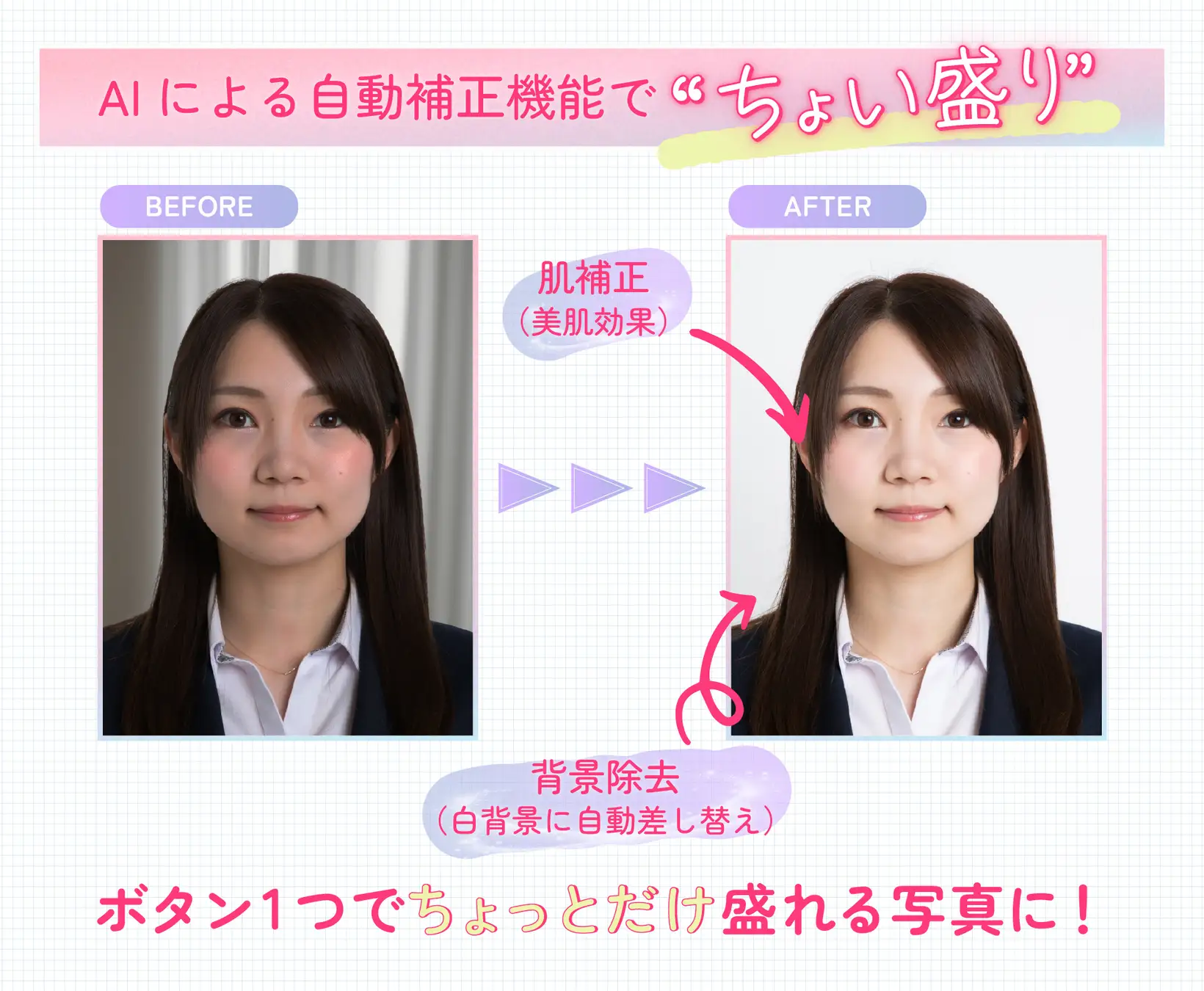 AI補正と背景除去